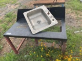 48IN X 30IN METAL TABLE WITH SINK