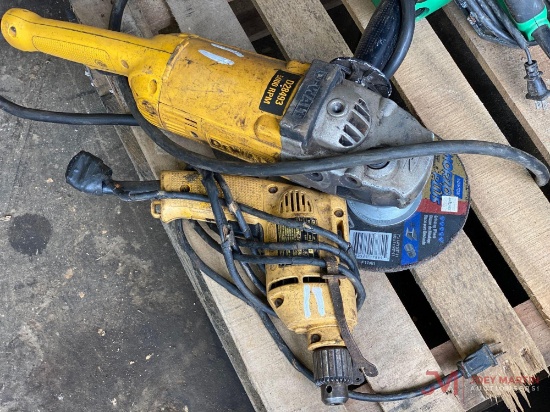 DEWALT ELECTRIC DRILL AND ELECTRIC POWERED GRINDER