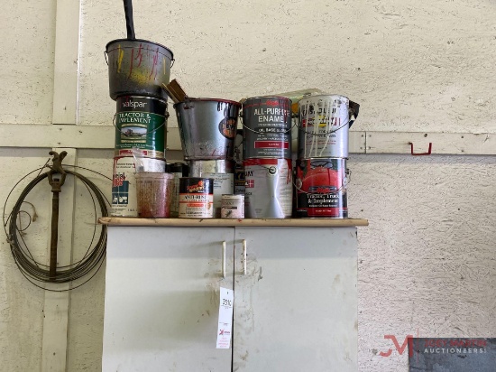 PAINT SHELF W/ CONTENTS