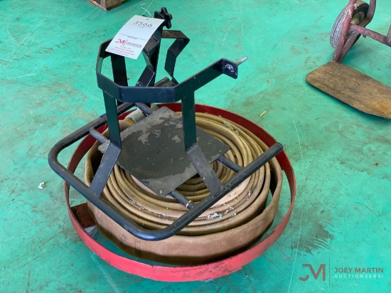 WALL MOUNT HOSE HANGER, 2" HOSE, WHEEL MOUNTED DRUM CART