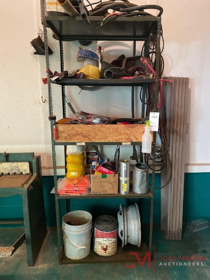 METAL SHELF AND CONTENTS, POULTRY NETTING, SAFETY VESTS, VARIOUS TRAILER PARTS, GREASE GUNS