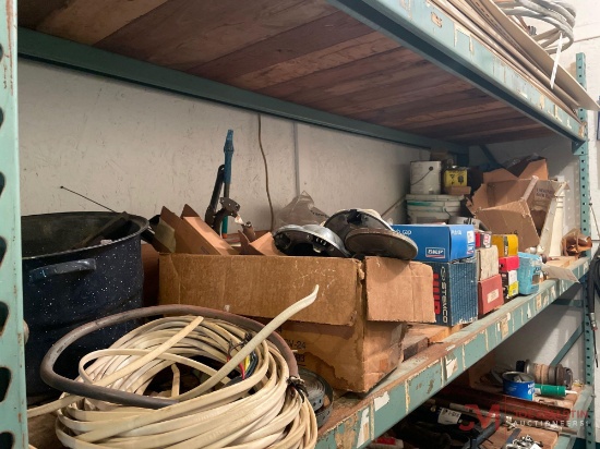 CONTENTS OF SHELF, VARIOUS PARTS, SCREWS, EXHAUST BRACKETS