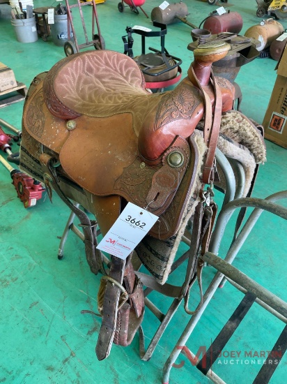 BILLY COOK 16" CUSTOM SADDLE, DOYLE GELLERMAN...ROPER,BREAST STRAP, GIRTH STRAP, SADDLE PAD, (2)