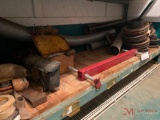 CONTENTS OF SHELF, BRAKE DRUMS, FLEX PIPE, PAINT ROLLERS