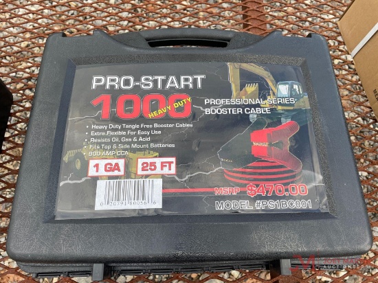 NEW PRO-START HEAVY DUTY 1 GA 25' BOOSTER CABLES WITH CASE