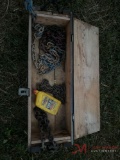 WOODEN BOX W/VARIOUS CHAIN