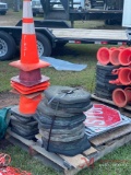 PALLET OF SAFETY CONES AND SIGNS