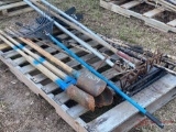 PALLET OF POST HOLE DIGGERS AND HAND TOOLS