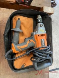 RIDGID ELECTRIC DRILL WITH CASE AND BITS