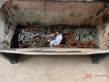 BOX OF VARIOUS CHAINS AND HOOKS