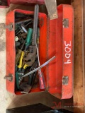 RED MALCO TOOL BOX, NUMEROUS HAND TOOLS