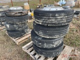 (8) 19.5 ALUMINUM WHEELS WITH (7) MICHELIN TIRES