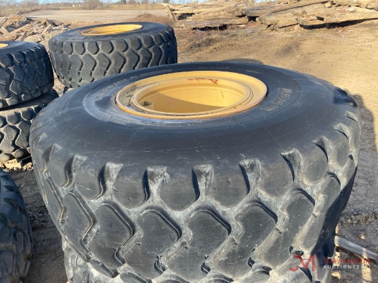 (1) USED 23.5R25 TIRE AND WHEEL, DOUBLE COIN