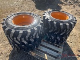 (4) NEW 12-16.5 SKID STEER TIRES AND CASE WHEELS