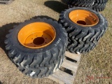 (4) NEW 10-16.5 SKID STEER TIRES AND CASE WHEELS