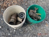 (2) BUCKETS OF TRASH PUMP HOSE ENDS AND FITTINGS