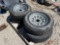 (3) ST205/75R15 TIRES AND 5 LUG TRAILER WHEELS, (1) P225/75R16 TIRE AND WHEEL