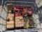 CRATE OF FRAM FUEL FILTERS, ALLEN WRENCHES, HINGES