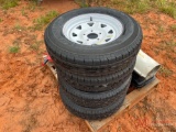 (4) NEW 205/75R15 WHEELS AND TIRES