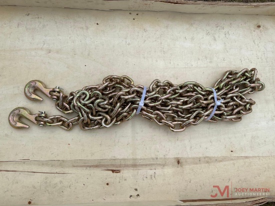 NEW 3/8" X 20' CHAIN WITH 2 HOOKS