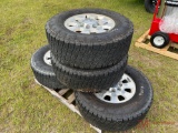 (4) 295/70R18 USED TIRES MOUNTED ON 8 LUG CHEVROLET WHEELS