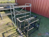 (2) METAL SHELVES, (1) HAND TOOL RACK