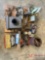 CONTENTS OF PALLET DRAIN BOX, SHOP LIGHT, VARIOUS TOOLS, COME-A-LONG