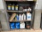 3 SHELVES OF ENGINE OIL, GREASE, CLEANER