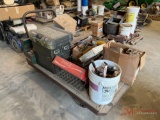 ROLLING CART WITH CONTENTS TOOLS, ANTIQUES, BATTERY CHARGER