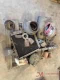 CONTENTS OF PALLET HELMET, ELECTRICAL CORD AND REEL, ENGINE PARTS