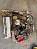 CONTENTS OF PALLET ENGINE PARTS, BATTERY TESTER, FORD PARTS