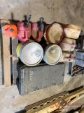 CONTENTS OF PALLET TRANS OIL, PLASTIC STORAGE BOX, GAS CANS
