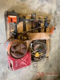 CONTENTS OF PALLET GAS CANS, TROLLING MOTOR, WEED EATER, FUEL NOZZLE