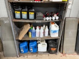 3 SHELVES OF ENGINE OIL, GREASE, CLEANER