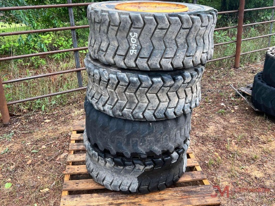 USED (4) SKID STEER WHEELS & TIRES