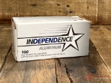100 ROUND BOX OF INDEPENDENCE ALUMINUM 9MM LUGER 115 GR FMJ AMMO