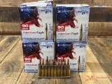 4 BOXES OF AMERICAN EAGLE 5.56X45MM 55GR FMJ CLIPPED AMMO