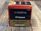 20 ROUND BOX OF FEDERAL PREMIUM 410 HANDGUN 3IN #4 BUCKSHOT PERSONAL DEFENSE AMMO