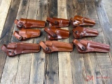 GROUP OF 9 MISC GALCO...BROWN LEATHER HOLSTERS FOR REVOLVERS