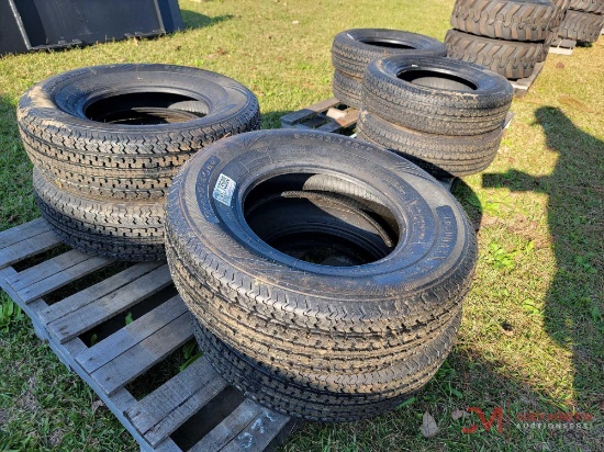 (4) NEW LOADMAX ST225/75R15 TRAILER TIRES