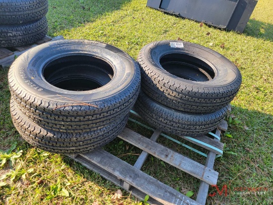 (4) NEW LOADMAX ST205/75R15 TRAILER TIRES