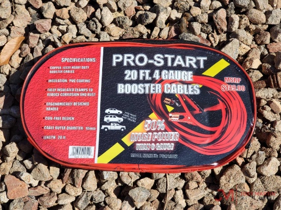 (1) NEW PRO-START 4GA 20' BOOSTER CABLES