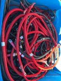 CRATE OF VARIOUS BATTERY CABLES, BATTERY CONNECTORS...