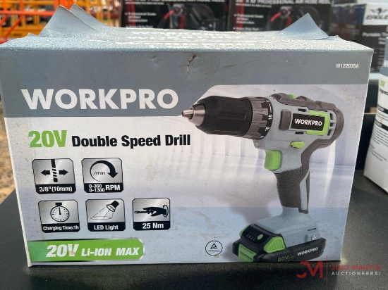 UNUSED WORKPRO 20V. DOUBLE SPD. DRILL