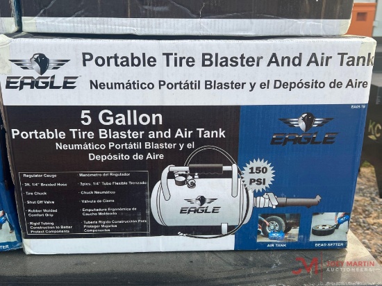 UNUSED EAGLE 5 GALLON PORTABLE TIRE BLASTER AND AIR TANK