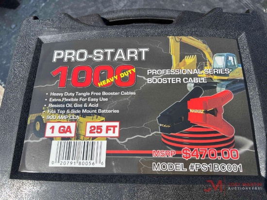 NEW PRO-START 1000 HEAVY DUTY 25' X 1 GA BOOSTER CABLES WITH CASE