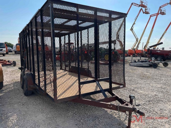 7' X 16' TANDEM AXLE TRAILER W/ 80" TALL EXPANDED METAL SIDE WALLS & TOP