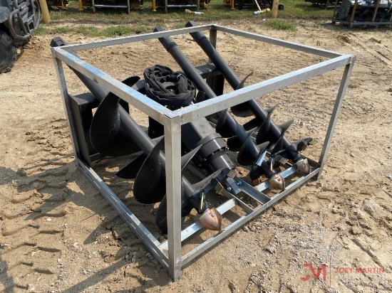 NEW HYDRAULIC AUGER SKID STEER ATTACHMENT WITH 18", 12" AND 9" BITS