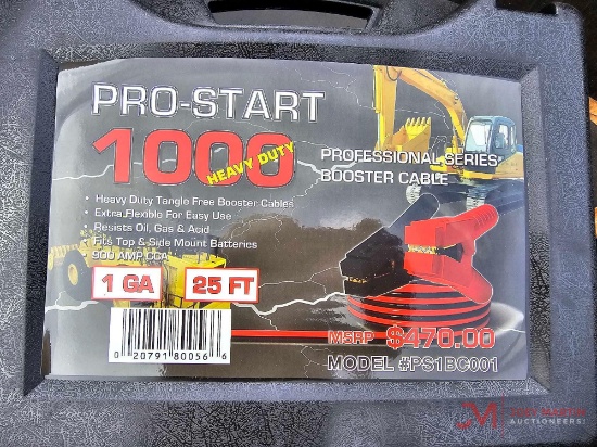 NEW PRO-START HEAVY DUTY 25' X 1 GA BOOSTER CABLES WITH CASE