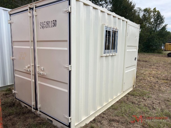12' OFFICE CONTAINER WITH DOUBLE DOORS AND WALK THROUGH DOOR